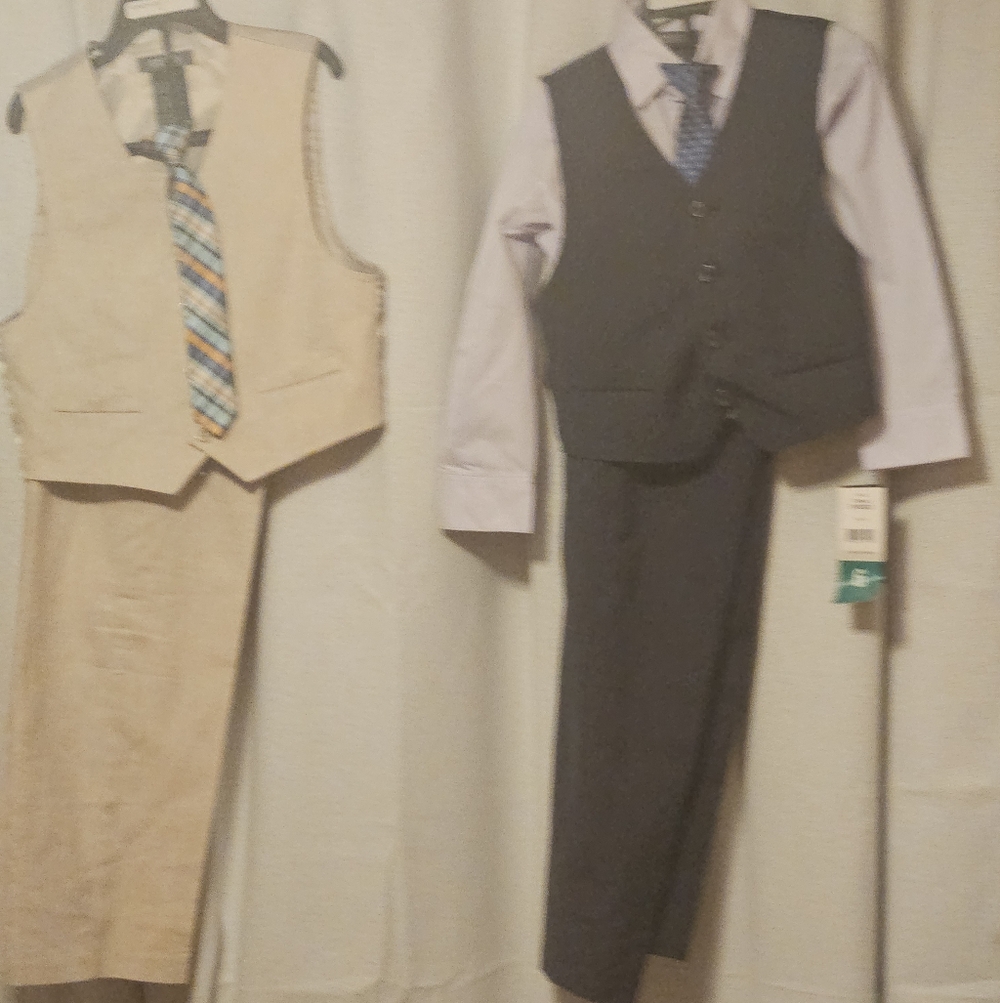 Two new Kenneth's Coal suits, Pants, Vests ++Navy & Tan BIG BOYS SZ 6